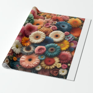 Elevate Your Space Colorful Gerbera Daisy Floral Wrapping Paper