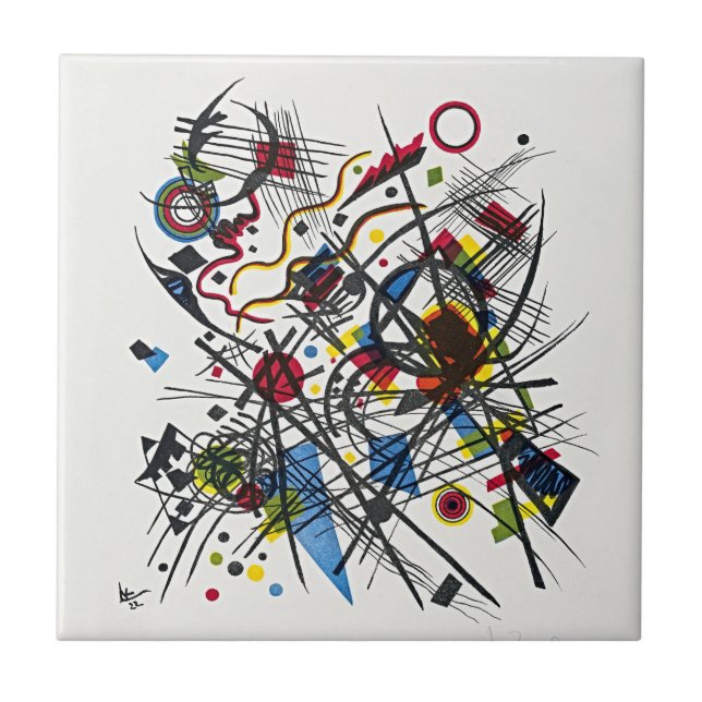 Elevate Your Space with Kandinsky's Bauhaus Magic Ceramic Tile (Front)