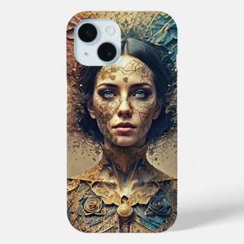 Elevate Your Style Golden Bohemian Beauty iPhone 15 Case