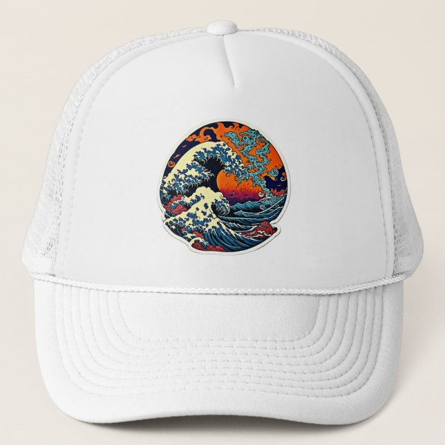 Elevate Your Style: Nami The Great Wave Artwork Trucker Hat (Front)