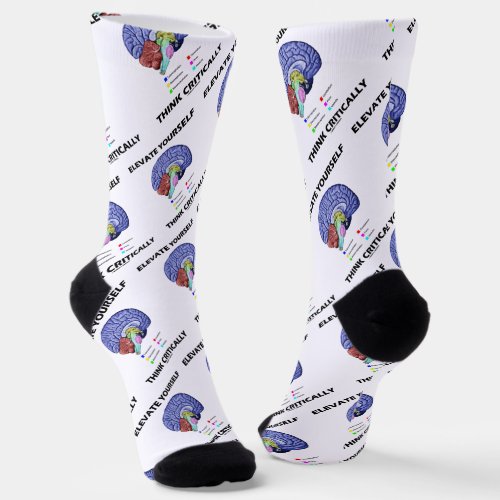 Elevate Yourself Think Critically Brainy Advice Socks