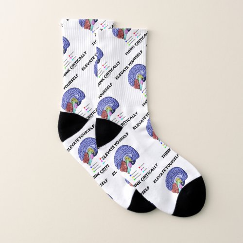 Elevate Yourself Think Critically Brainy Advice Socks