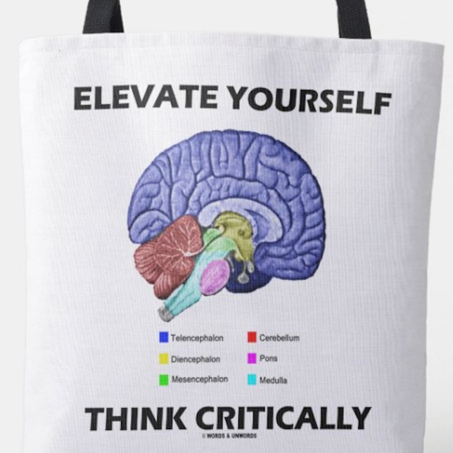 Elevate Yourself Think Critically Brainy Advice Tote Bag (Tote bag for any critical thinker)