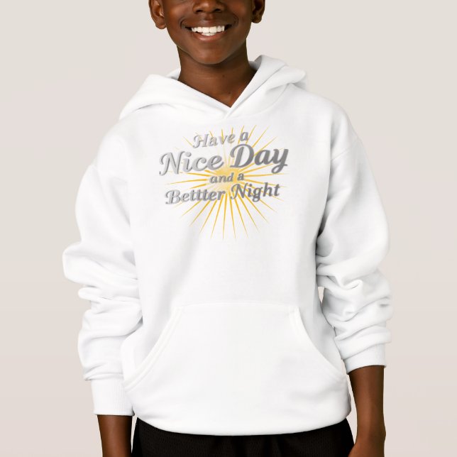 Elevated Casual: Gold Script Pleasant Greeting Pre Hoodie (Front)