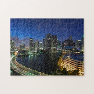 Elevated city skyline from Brickell Key Jigsaw Puzzle