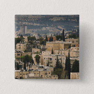 Elevated city view from Jerusalem YMCA tower Pinback Button