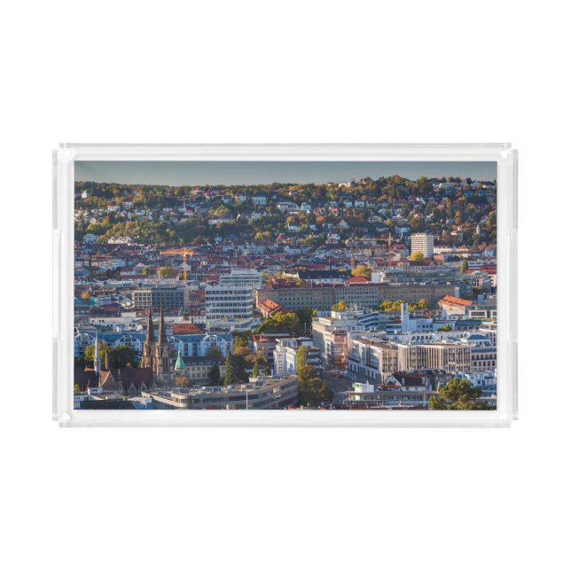 Elevated City View of Stuttgart Acrylic Tray (Front)