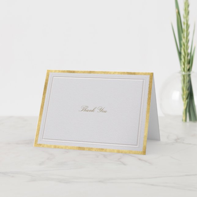 Elevated Gold Ivory Modern Classic Formal Wedding Thank You Card (Front)