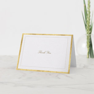 Elevated Gold Pearl Modern Classic Formal Wedding Letterpress Thank You Card