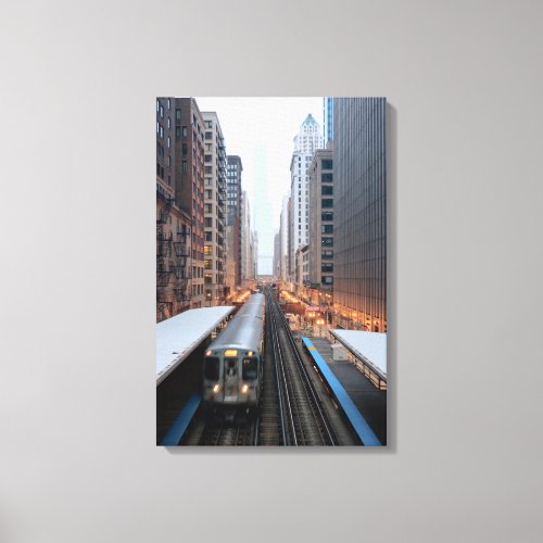 Elevated rail in downtown Chicago over Wabash Canvas Print