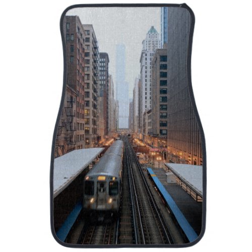 Elevated rail in downtown Chicago over Wabash Car Mat