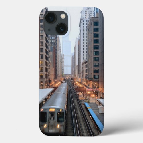 Elevated rail in downtown Chicago over Wabash iPhone 13 Case