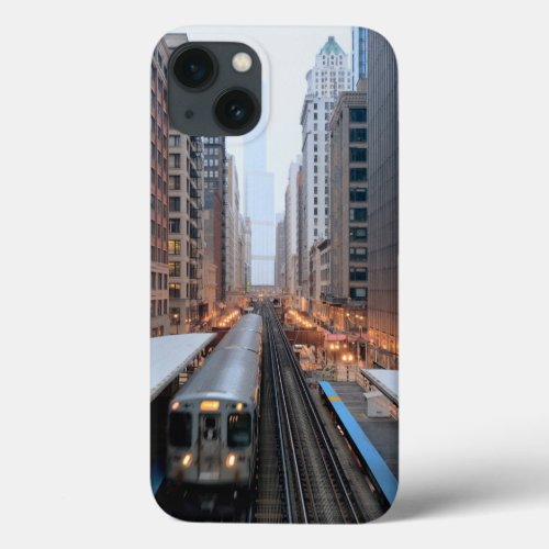 Elevated rail in downtown Chicago over Wabash iPhone 13 Case