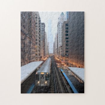 Elevated Rail In Downtown Chicago Over Wabash Jigsaw Puzzle by iconicchicago at Zazzle