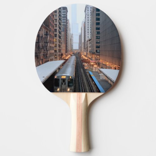 Elevated rail in downtown Chicago over Wabash Ping_Pong Paddle