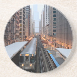 Elevated rail in downtown Chicago over Wabash Sandstone Coaster