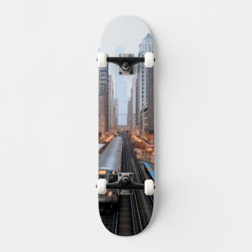 Elevated rail in downtown Chicago over Wabash Skateboard Deck