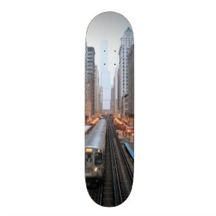 Elevated rail in downtown Chicago over Wabash Skateboard Deck