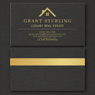 Elevated Real Estate Agent Black Gold  Business Card