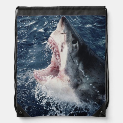 Elevated Shark mouth open Drawstring Bag