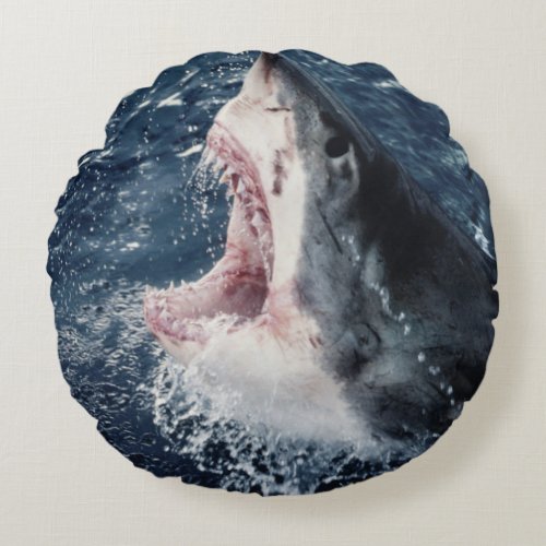 Elevated Shark mouth open Round Pillow