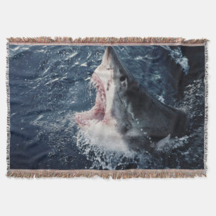 Elevated Shark mouth open Throw Blanket