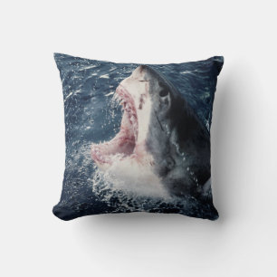 Elevated Shark mouth open Throw Pillow