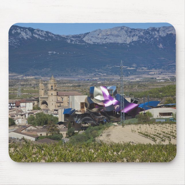 Elevated town view and Hotel Marques de Riscal Mouse Pad (Front)