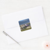 Elevated town view and Hotel Marques de Riscal Square Sticker (Envelope)