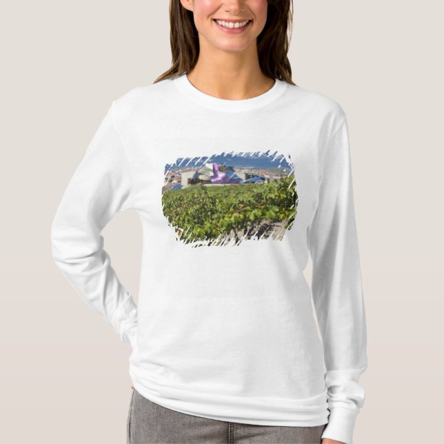 Elevated town view and Hotel Marques de Riscal T-Shirt (Front)