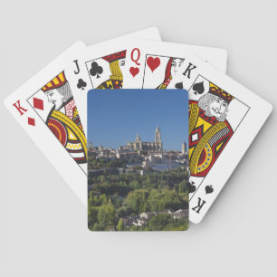 Elevated town view with the Segovia Cathedral Poker Cards