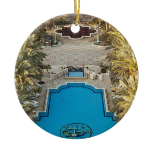 Elevated view Herods Palace Hotel swimming pool Ceramic Ornament