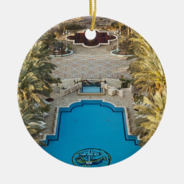 Elevated view Herods Palace Hotel swimming pool Ceramic Ornament (Front)
