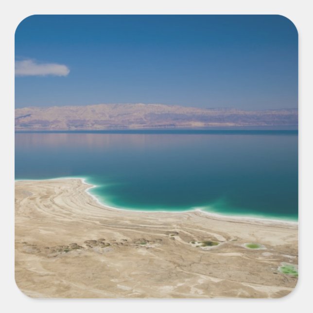 Elevated view of the Dead Sea Square Sticker (Front)
