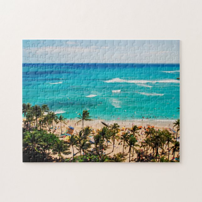 Elevated View Of Waikiki Beach Scene, Honolulu 2 Jigsaw Puzzle (Horizontal)