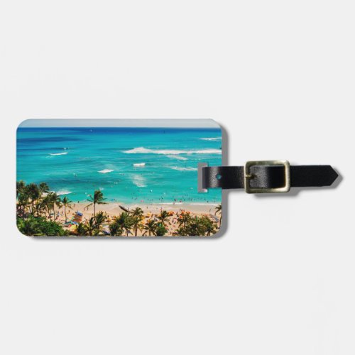 Elevated View Of Waikiki Beach Scene Honolulu 2 Luggage Tag