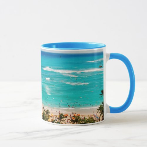 Elevated View Of Waikiki Beach Scene Honolulu 2 Mug