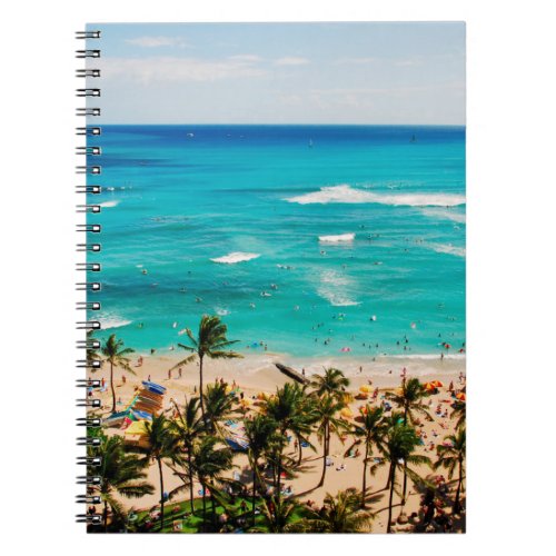 Elevated View Of Waikiki Beach Scene Honolulu 2 Notebook
