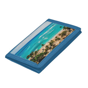 Elevated View Of Waikiki Beach Scene, Honolulu 2 Tri-fold Wallet
