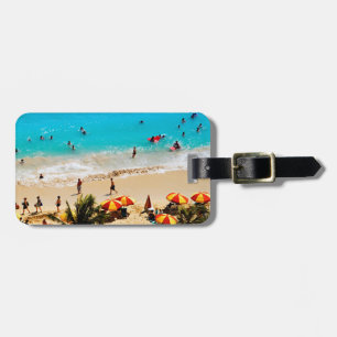 Elevated View Of Waikiki Beach Scene, Honolulu Luggage Tag