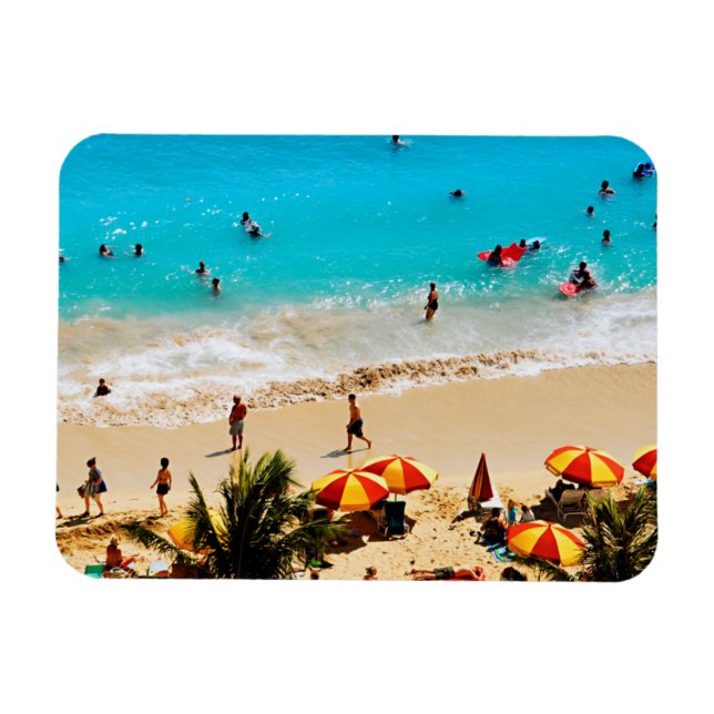 Elevated View Of Waikiki Beach Scene, Honolulu Magnet (Horizontal)
