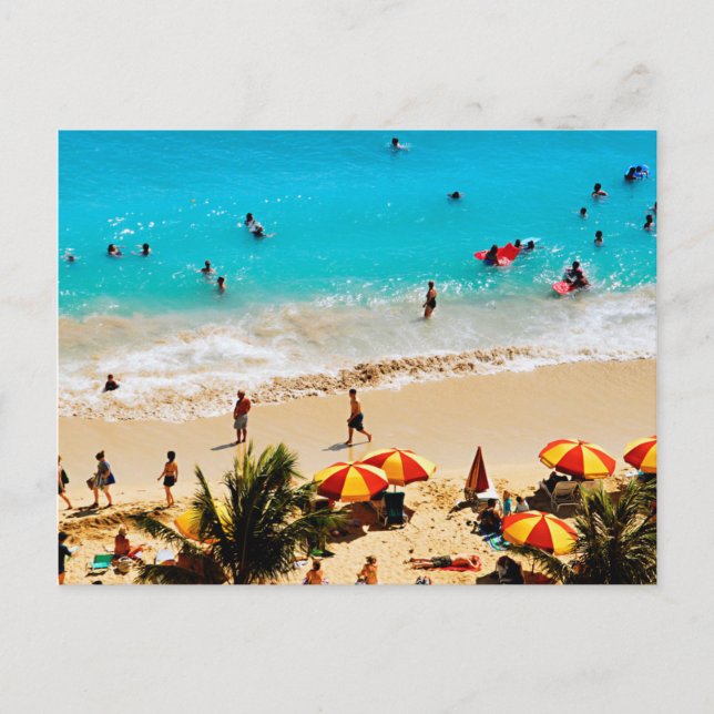 Elevated View Of Waikiki Beach Scene, Honolulu Postcard (Front)