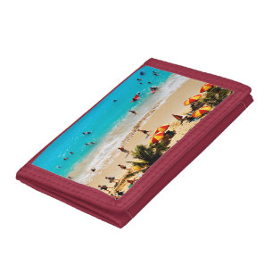 Elevated View Of Waikiki Beach Scene, Honolulu Tri-fold Wallet
