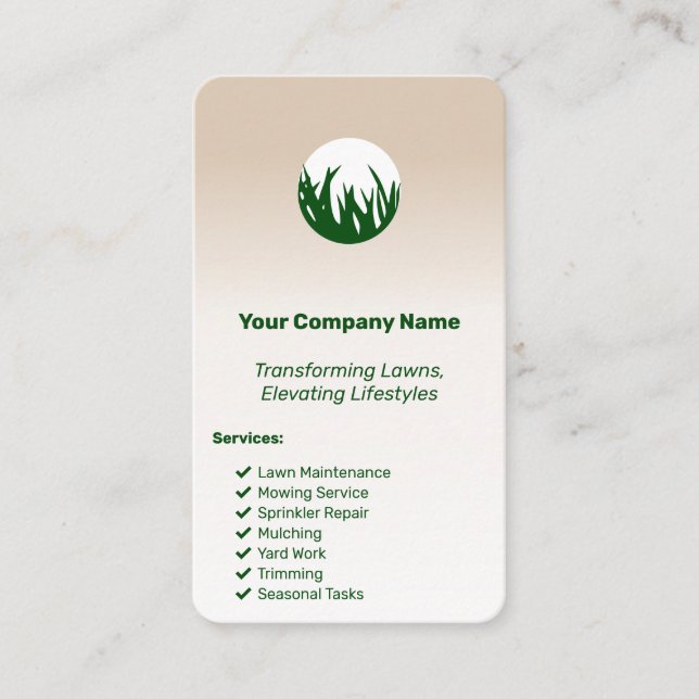 Elevating Lifestyles Custom Lawn Care Business Card (Front)