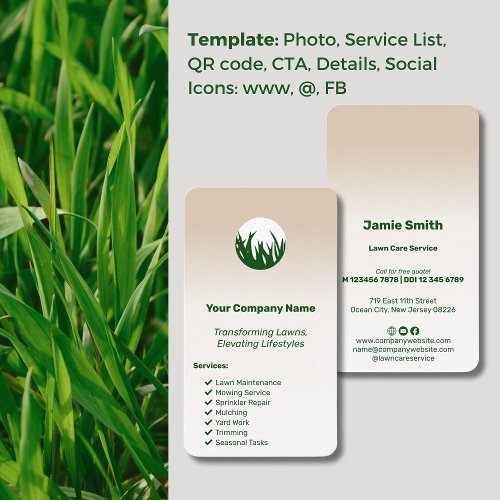 Elevating Lifestyles Custom Lawn Care Business Card