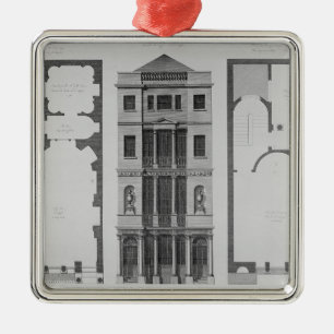 Elevation of the British Coffee House Metal Ornament