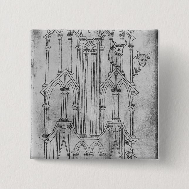 Elevation of the tower of Laon Cathedral Button (Front)