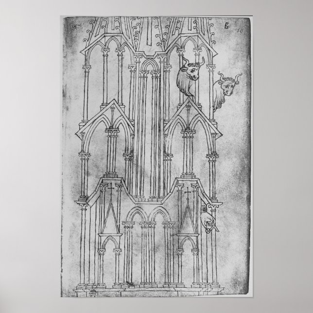 Elevation of the tower of Laon Cathedral Poster (Front)