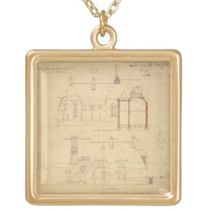 Elevations for The Red House, Bexley Heath (pen an Gold Plated Necklace