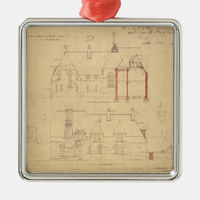 Elevations for The Red House, Bexley Heath (pen an Metal Ornament (Front)